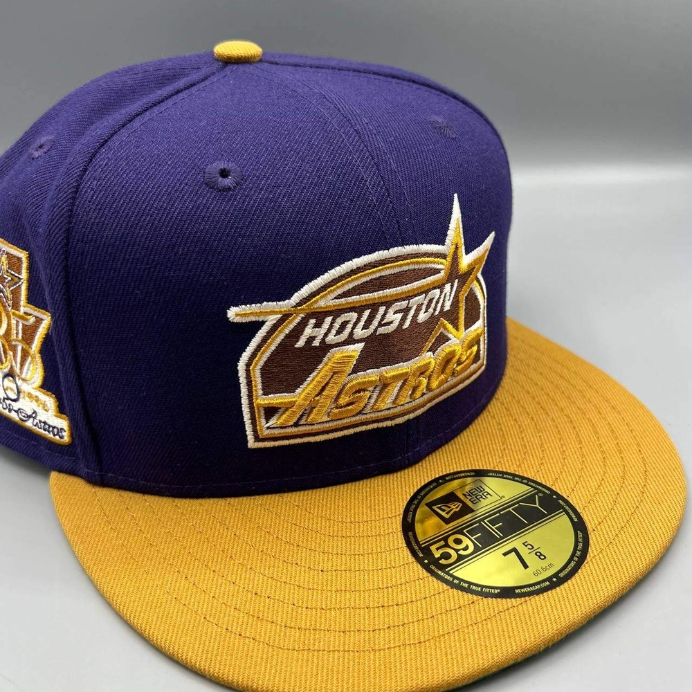 Houston Astros Hat Men 7 5/8 Purple‎ Green 59Fifty New Era MLB Fitted Cap